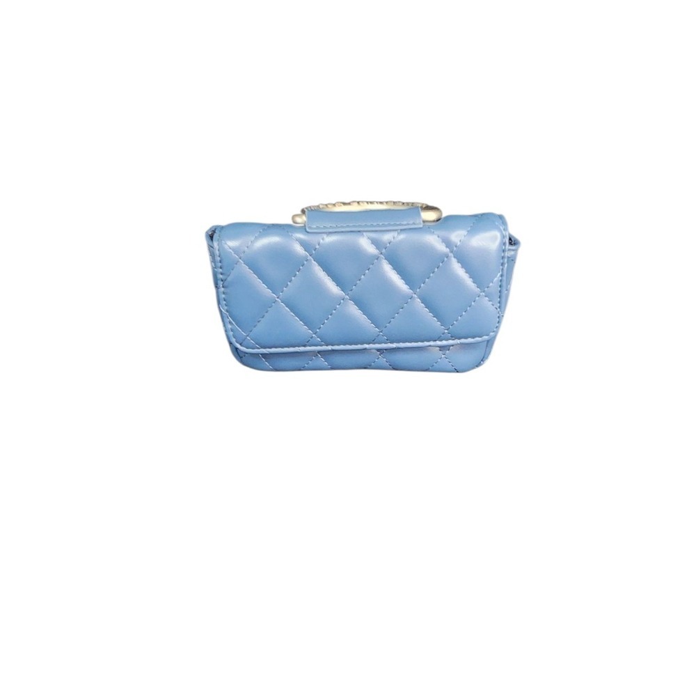 French Connection Blue Quilted Crossbody Bag Chain Strap Mini Purse‎ NEW